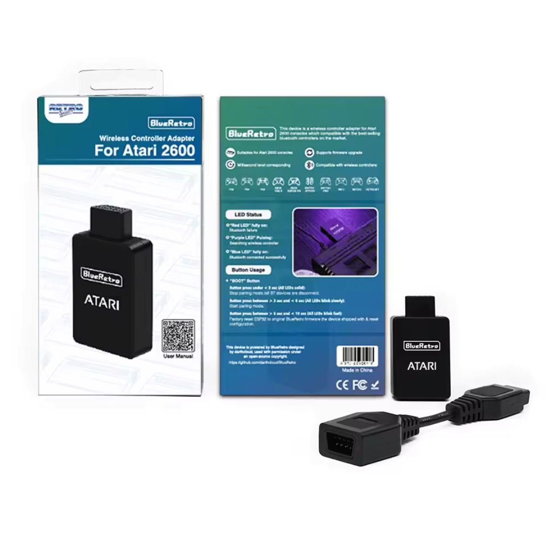 Atari 2600 BlueRetro Wireless Bluetooth Controller Receiver Box Contents