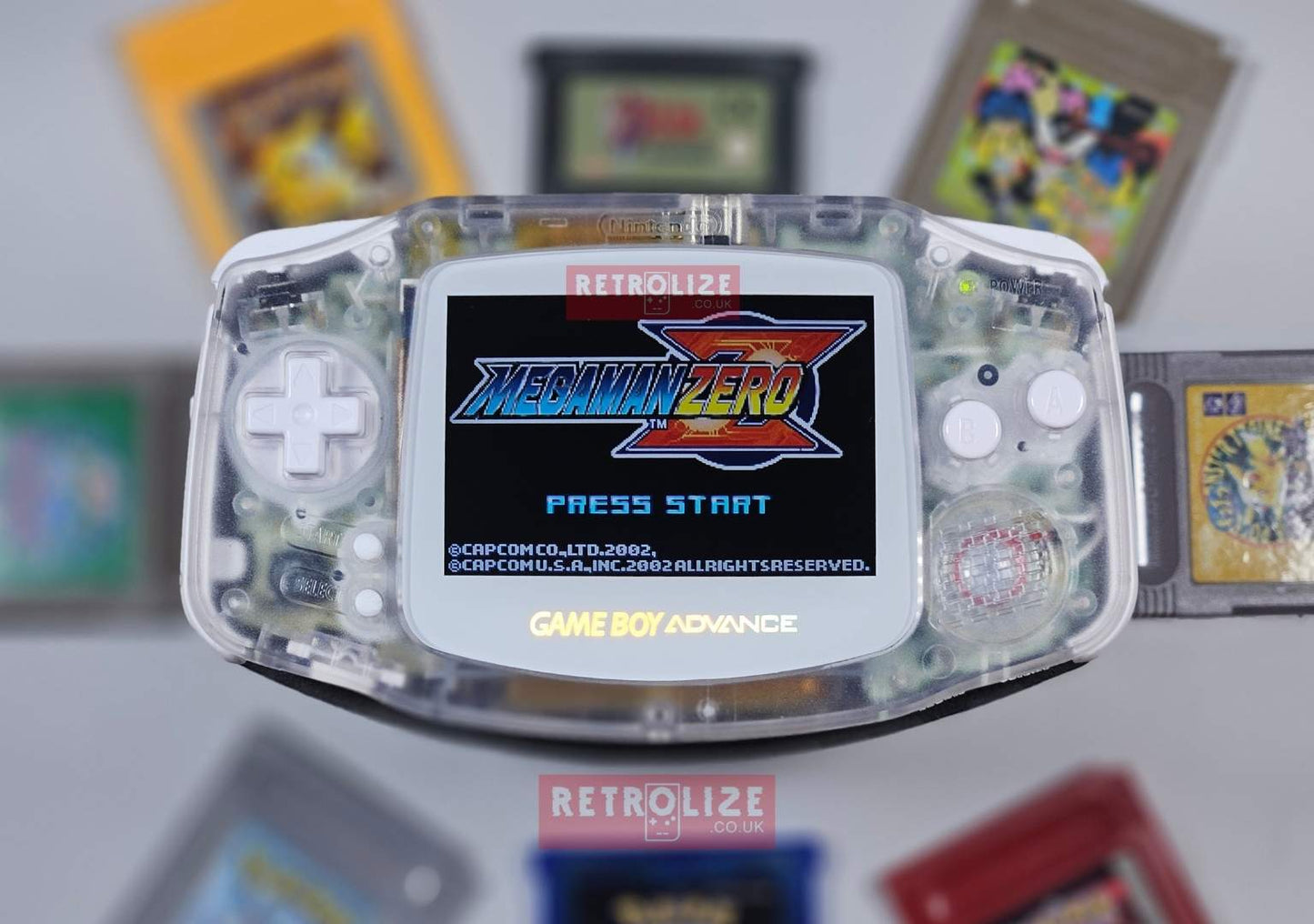 Nintendo Game Boy Advance IPS USBC - New Capacitors - Upgraded Audio - 1800mAh Rechargeable Battery - Clear White