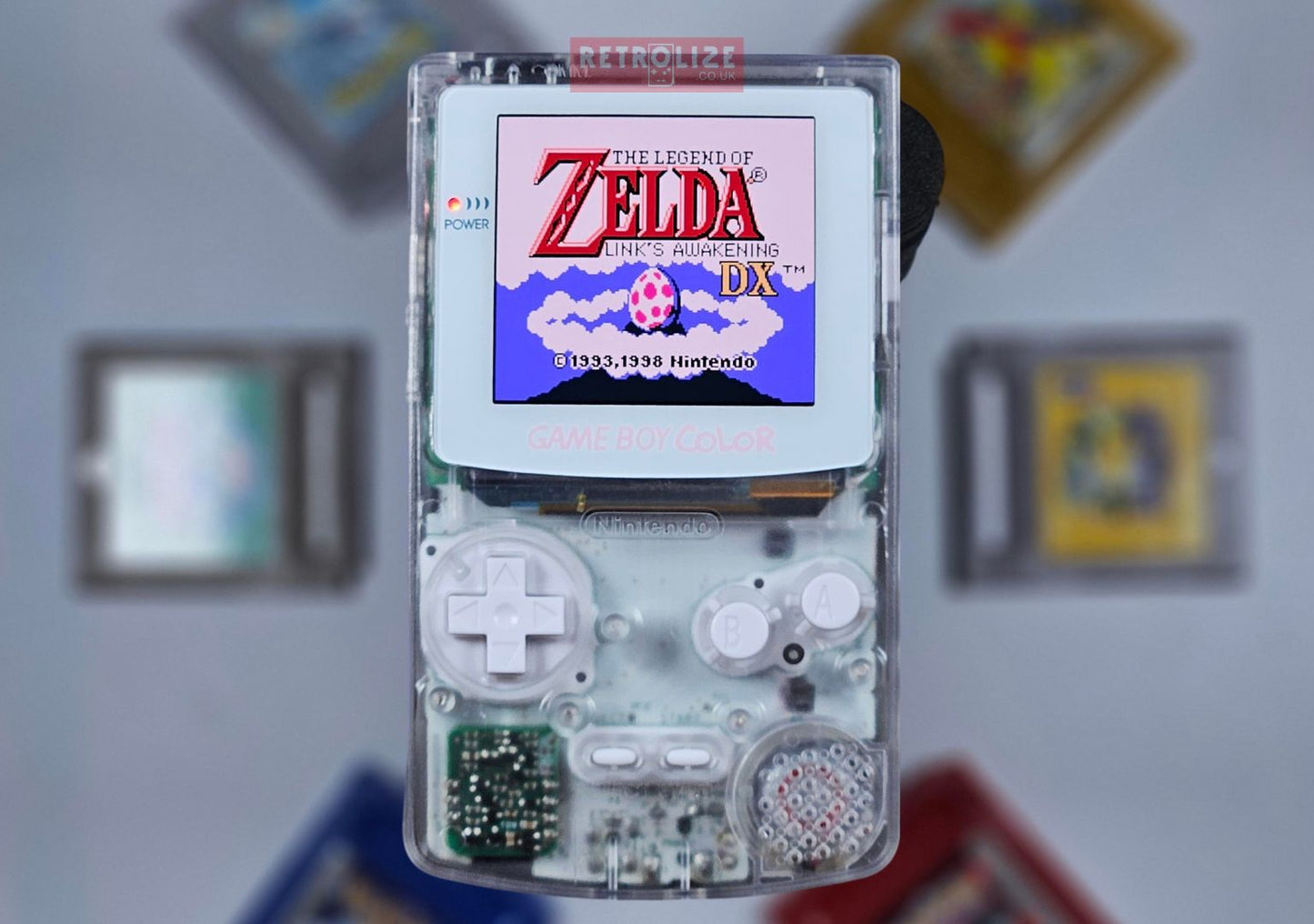 Nintendo Game Boy Color OLED AMOLED Recharge 1800mAh - Recapped + Reflowed + Upgraded Audio - Clear White