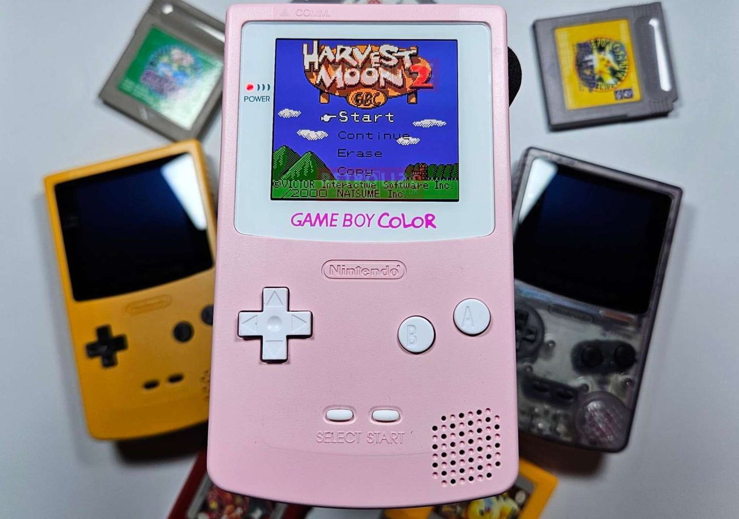 Nintendo Game Boy Color OLED Rechargeable 1800mAh - Recapped + Reflowed + Upgraded Audio - Pink/White