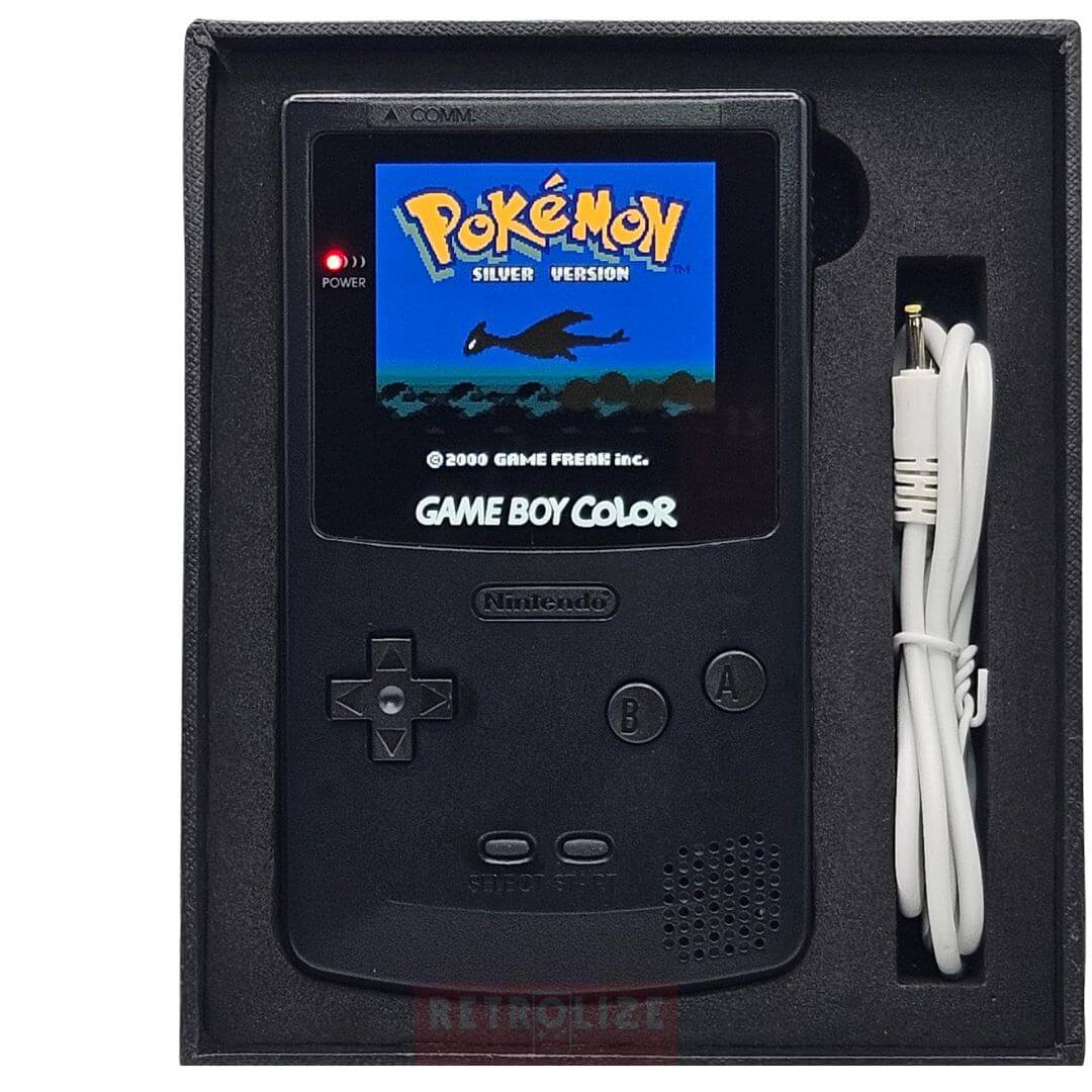 Game Boy Color IPS Rechargeable - Black Front View