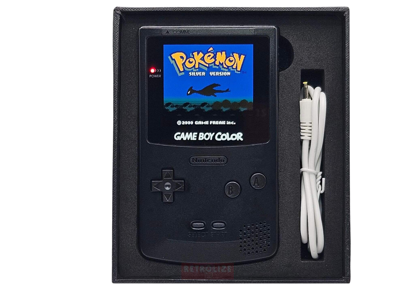 Game Boy Color IPS Rechargeable - Black Front View