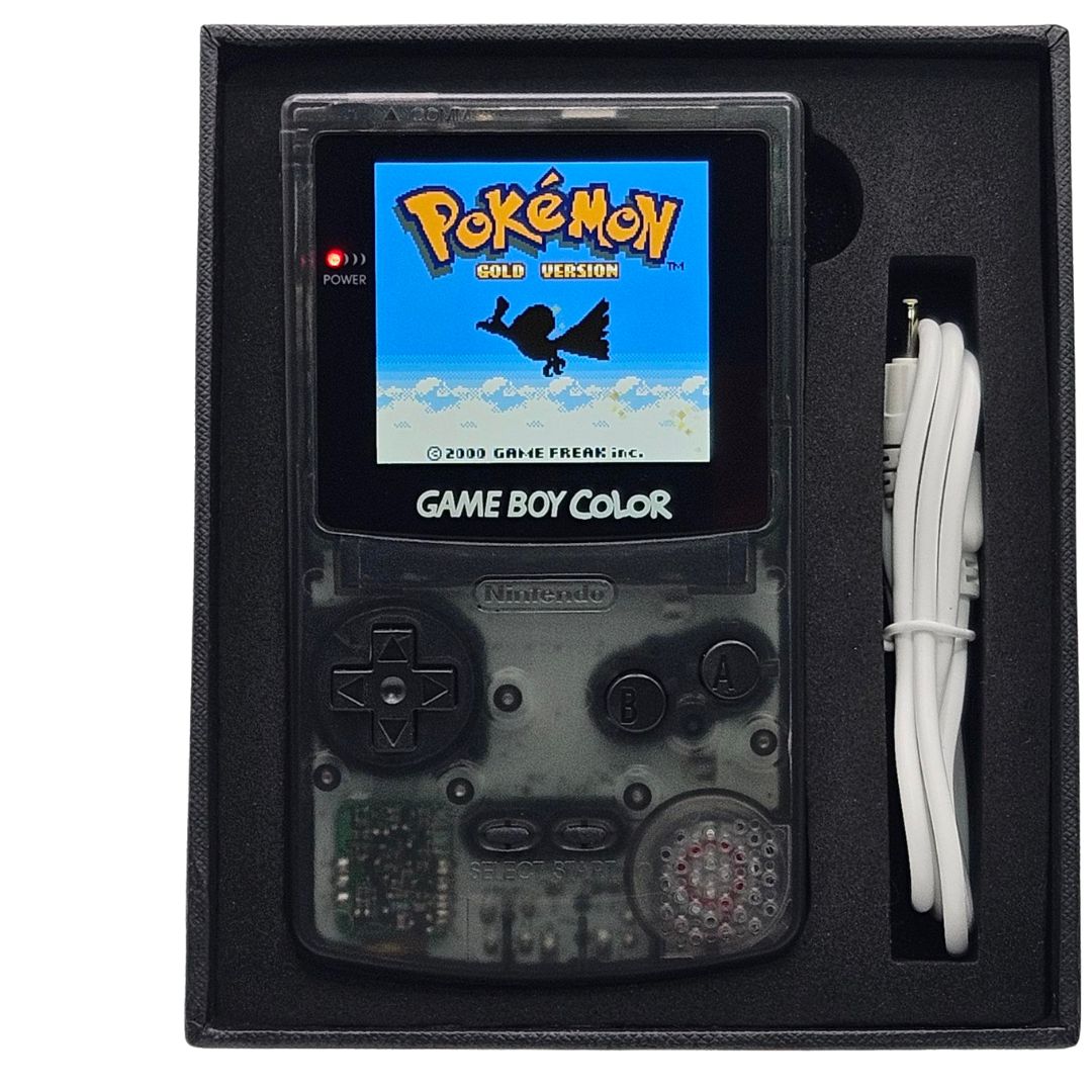 Game Boy Color IPS Rechargeable - Smokey Black Front View