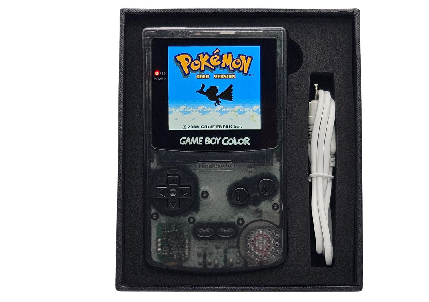 Game Boy Color IPS Rechargeable - Smokey Black Front View