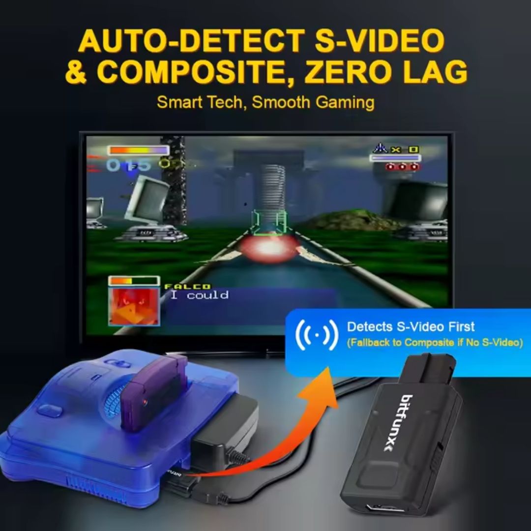 Bitfunx HDMI Adapter / Upscaler (New Compact Mini Version) - SNES/SFC/N64/GC - Super Nintendo / Super Famicom / Nintendo 64 / GameCube