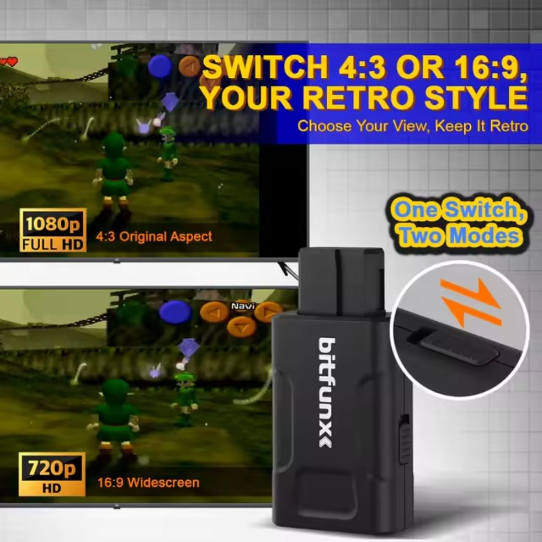 Bitfunx HDMI Adapter / Upscaler (New Compact Mini Version) - SNES/SFC/N64/GC - Super Nintendo / Super Famicom / Nintendo 64 / GameCube