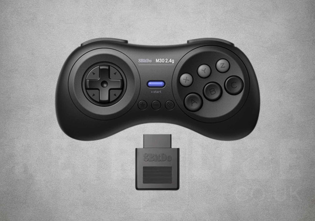 8BitDo M30 2.4G Wireless Mega Drive & Genesis Controller With 9-Pin Receiver In Black