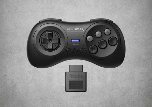 8BitDo M30 2.4G Wireless Mega Drive & Genesis Controller With 9-Pin Receiver In Black