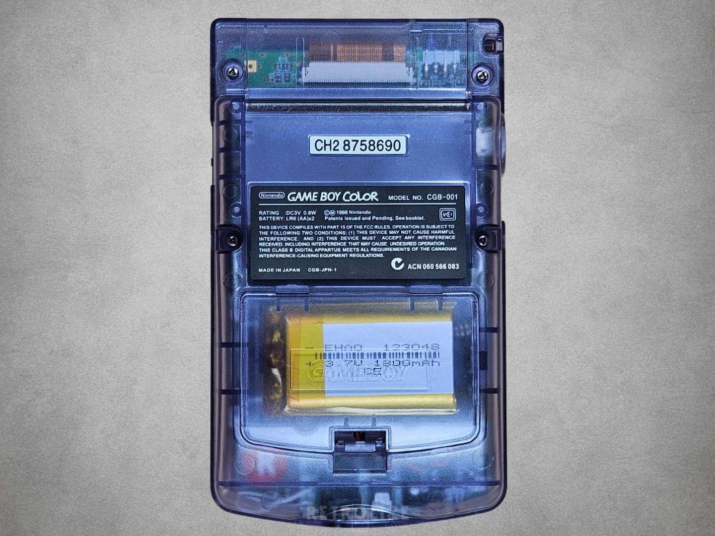 Transparent Atomic Purple Game Boy Color Rear View