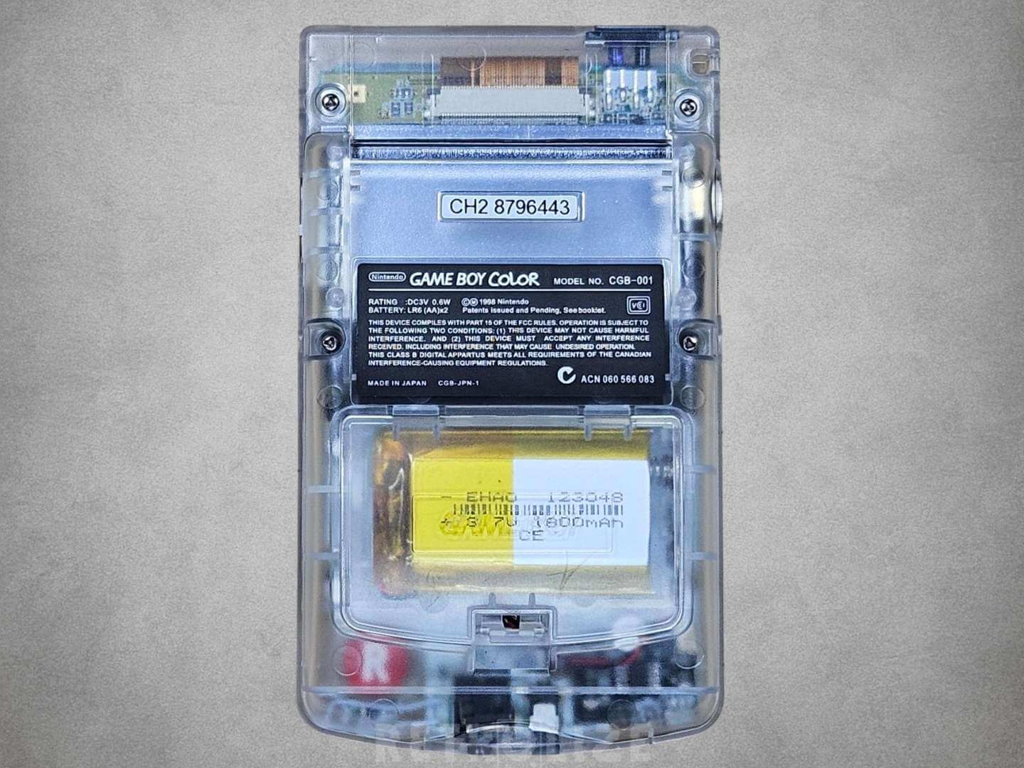 Nintendo Game Boy Color OLED Rechargeable 1800mAh - Recapped + Reflowed + Upgraded Audio - Clear White