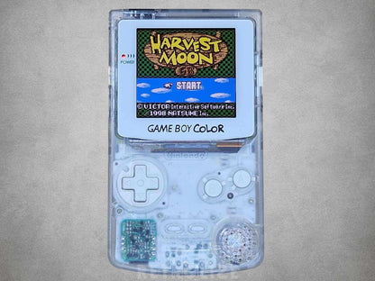 Nintendo Game Boy Color OLED Rechargeable 1800mAh - Recapped + Reflowed + Upgraded Audio - Clear White