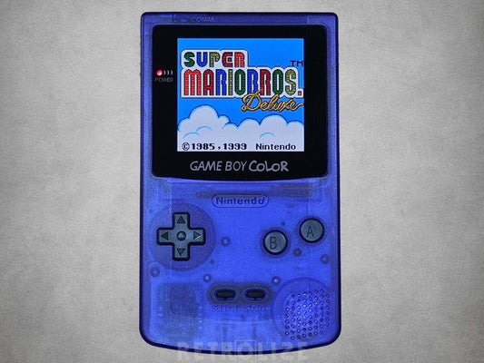 Nintendo Game Boy Color OLED Rechargeable 1800mAh - Recapped + Reflowed + Upgraded Audio - Clear Blue