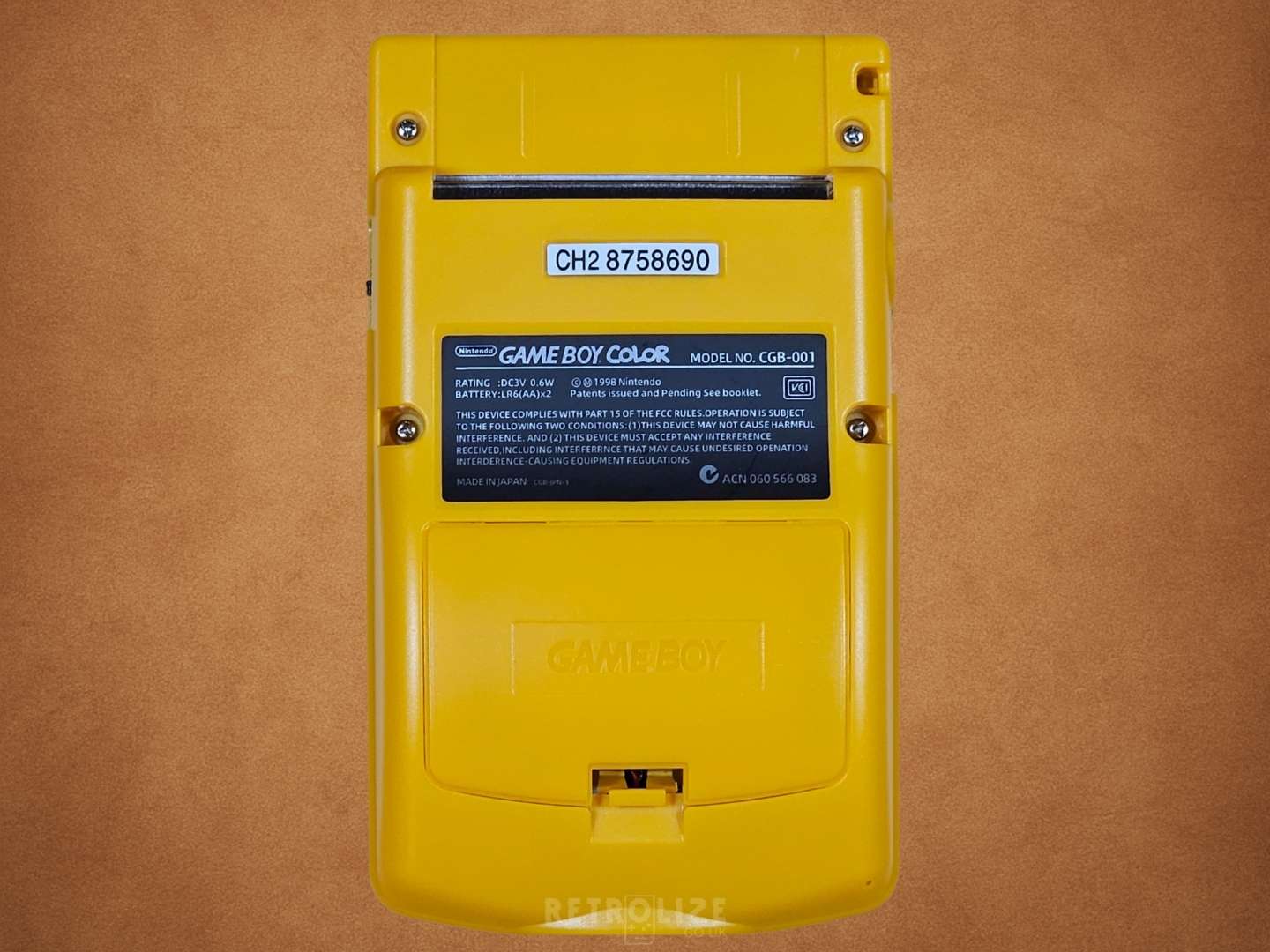 Yellow Dandelion Game Boy Color OLED with Pokemon Themed Buttons Back