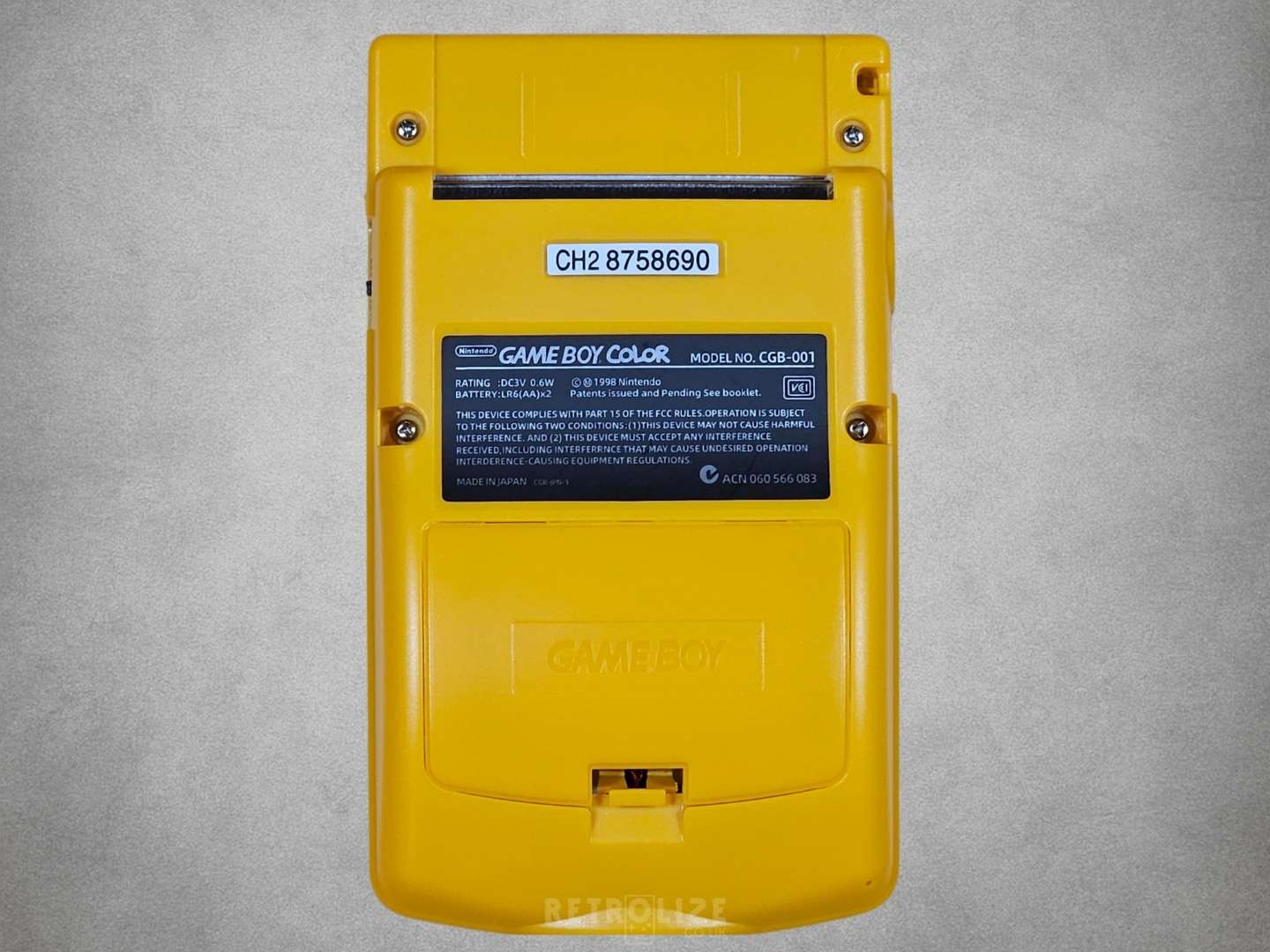 Yellow Dandelion Game Boy Color OLED with Pokemon Themed Buttons Back