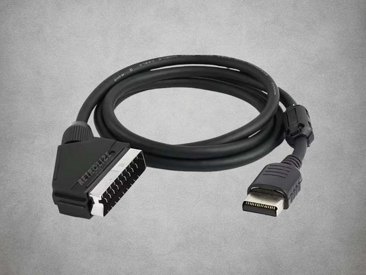 Premium Fully Shielded RGB Cable for Sega Dreamcast on grey background