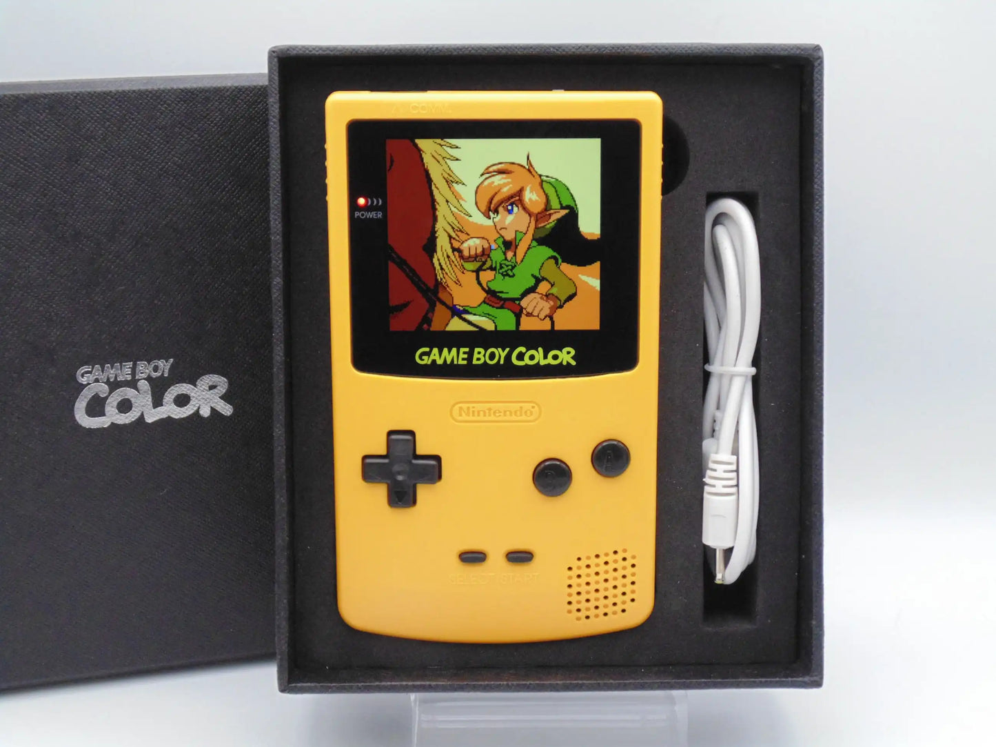 Nintendo Game Boy Gameboy Color IPS Yellow with Black Buttons Made in the UK