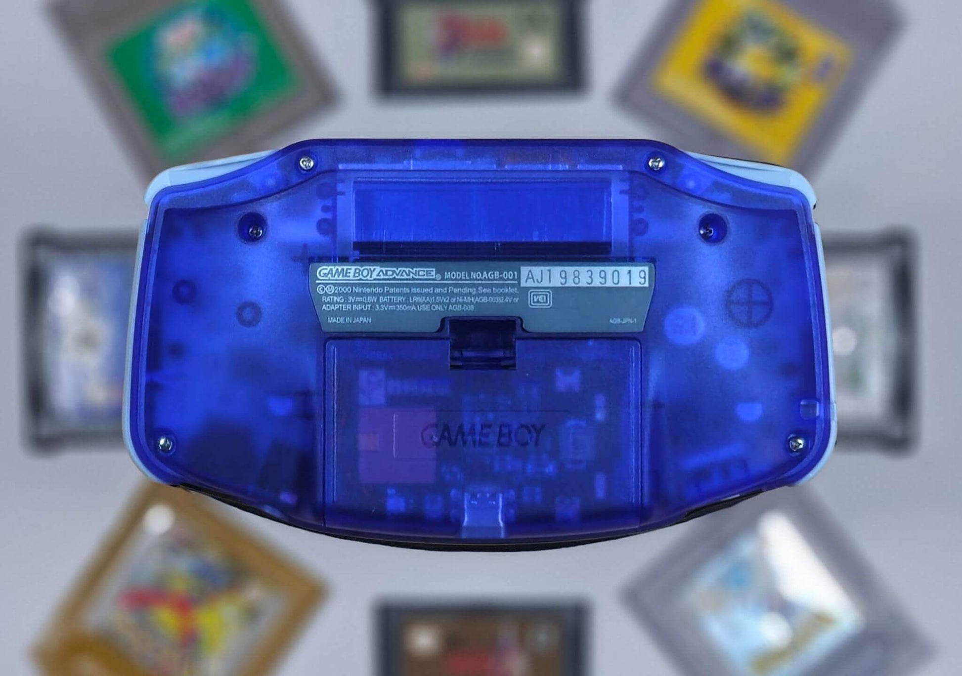 GAME BOY ADVANCE CLEAR BLUE BACK VIEW