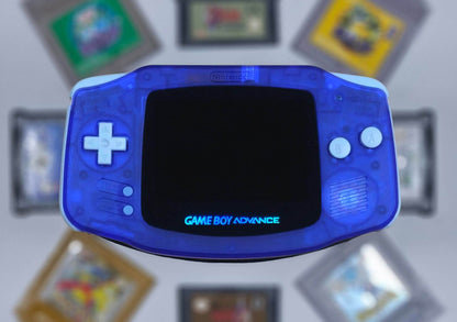 GAME BOY ADVANCE CLEAR BLUE FRONT VIEW WITH SCREEN OFF