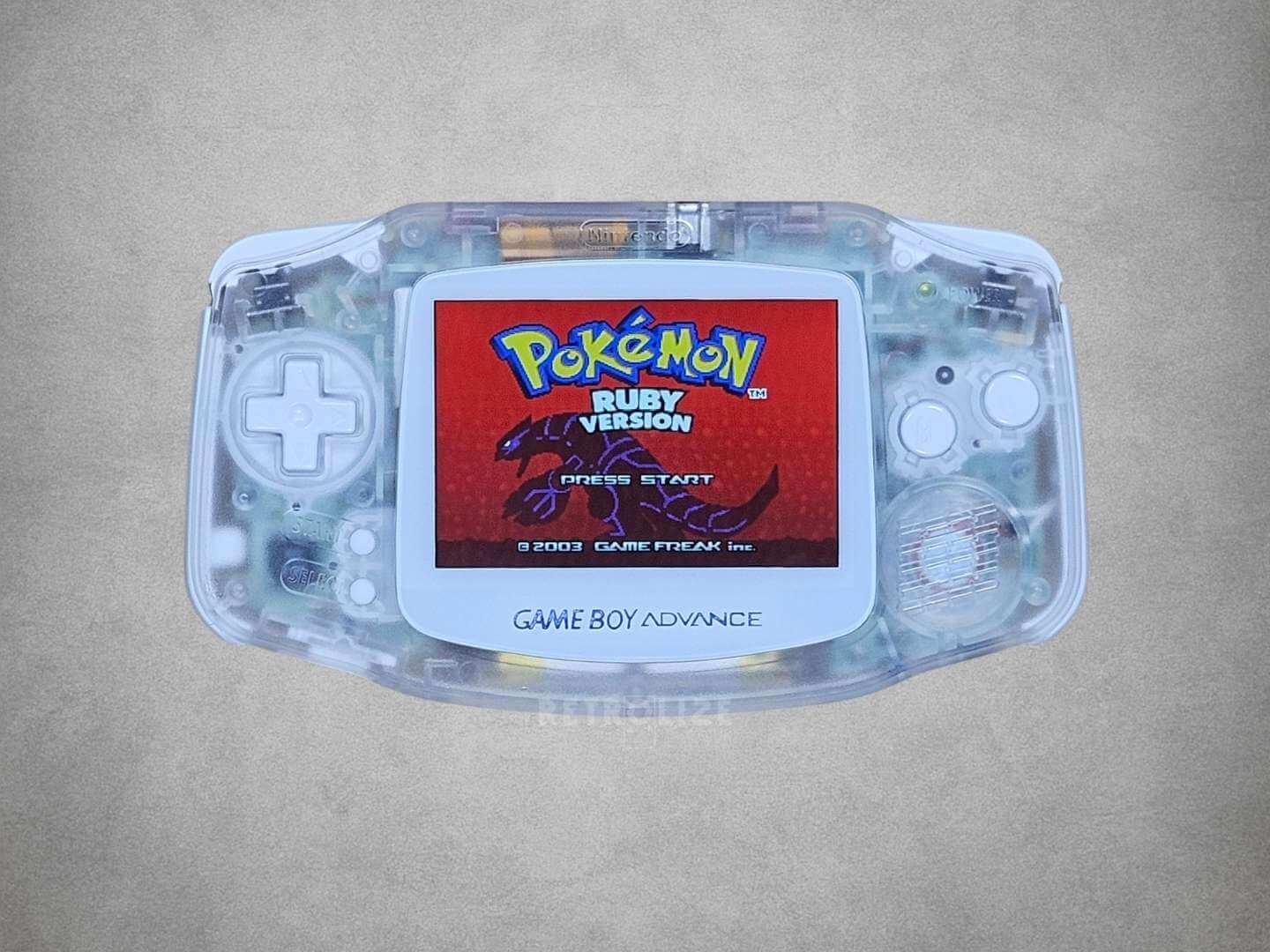 Nintendo Game Boy Advance IPS Recharge 1800mAh - Recapped + Reflowed + Upgraded Audio - Clear White
