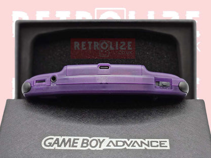 Nintendo Game Boy Advance IPS USBC - New Capacitors and Upgraded Audio - Clear Purple and Black