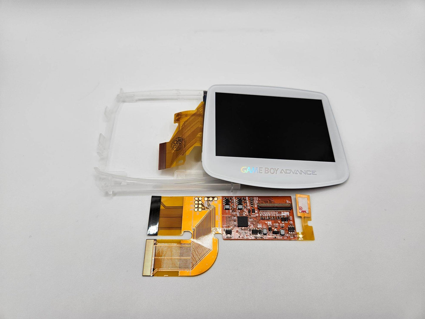 Prelaminated IPS Screen for Game Boy Advance (AGB-001/101) - With Screen, Ribbon and Pressure Bracket White