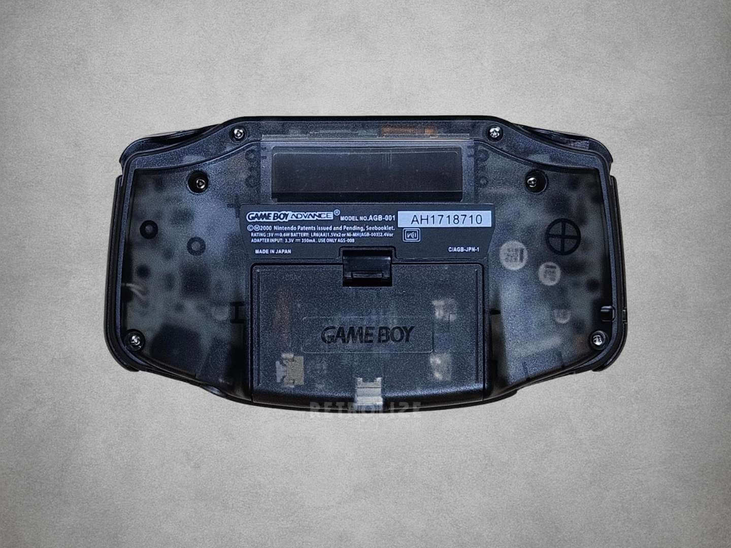 A Smokey Black Game Boy Advance  IPS Rear View
