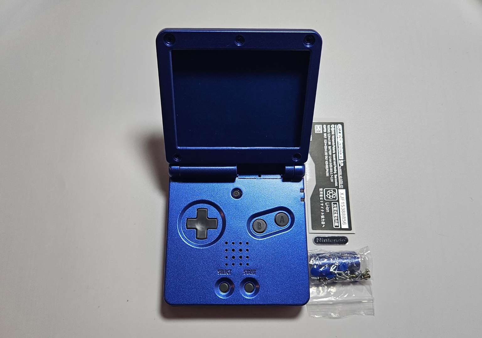 Game Boy Advance SP Blue Shell Metallic Open