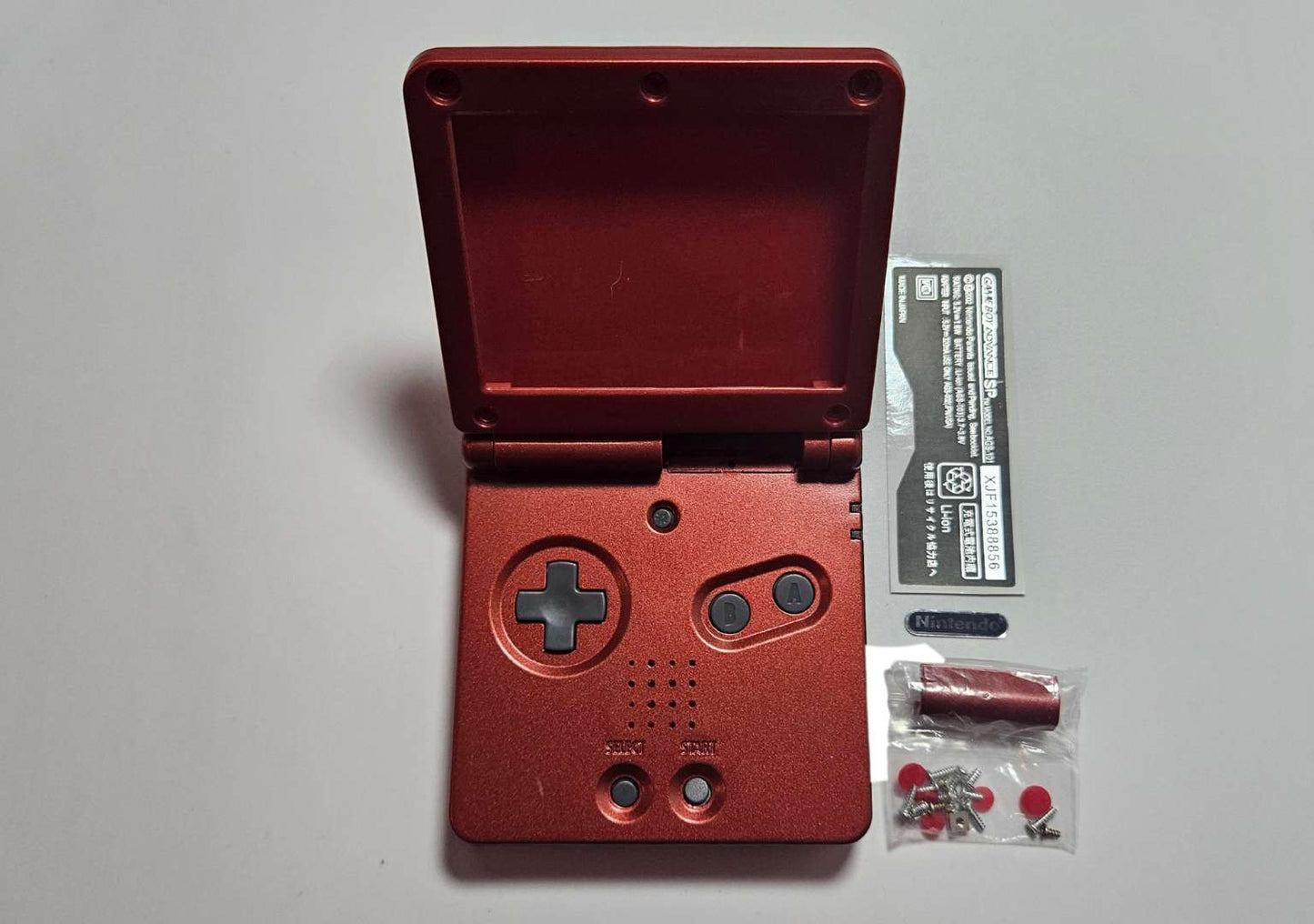 Game Boy Advance SP Red Shell Metallic Open