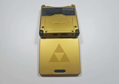 Game Boy Advance SP IPS USBC -  Zelda Gold Back View Open