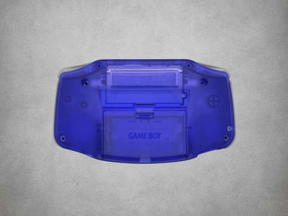 Clear Blue Game Boy Advance shell on grey background back
