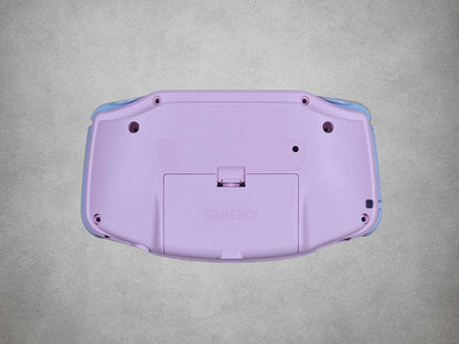 Pink Game Boy Advance shell on grey background back