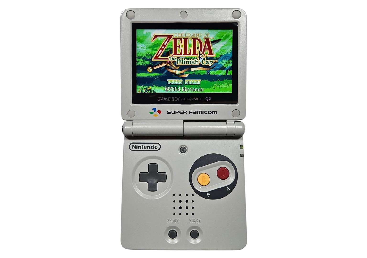 Game Boy Advance SP Famicom SNES Edition with Zelda on Screen