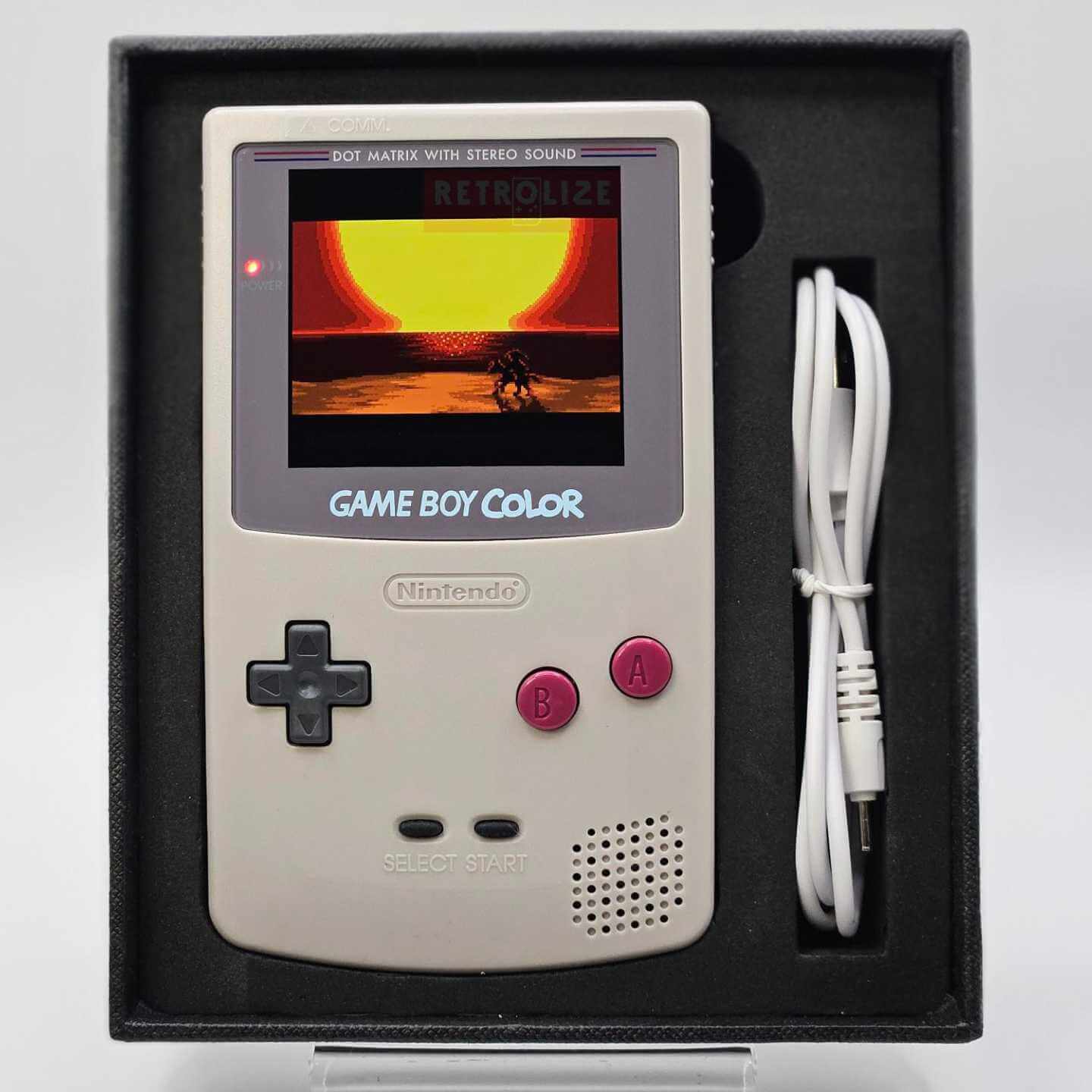 Game Boy Color Grey DMG Red Buttons Zelda on screen