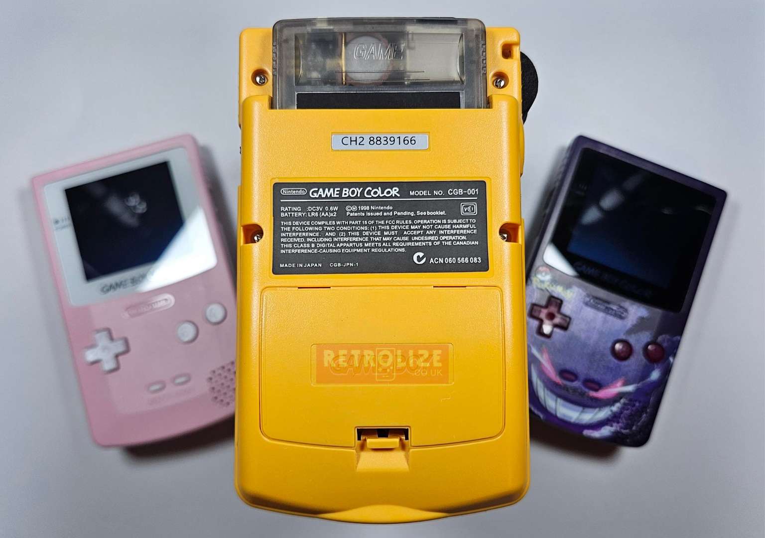 Game Boy Color OLED AMOLED Yellow and Black Back View