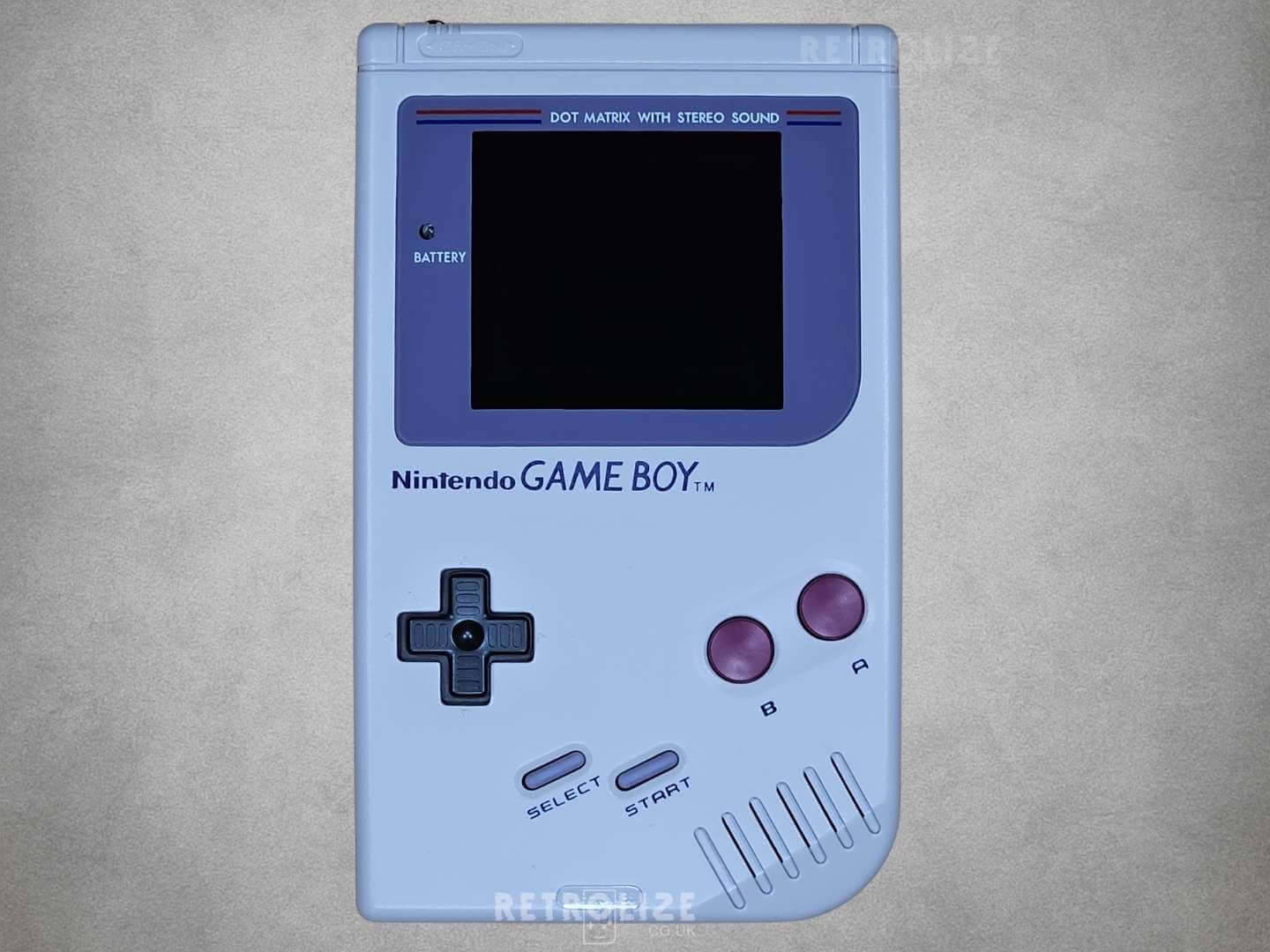 Grey Game Boy DMG-01 Screen off on grey background