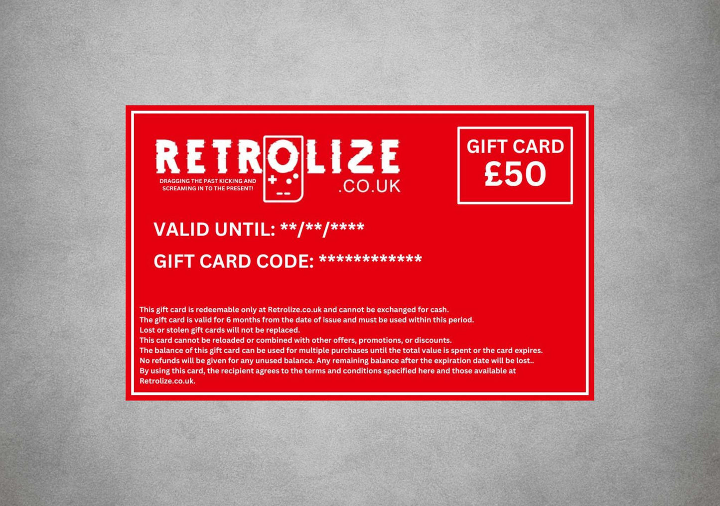 Retrolize.co.uk E-Gift Card: £10 / £20 / £30 / £50 / £100