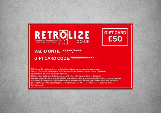 Retrolize.co.uk E-Gift Card: £10 / £20 / £30 / £50 / £100