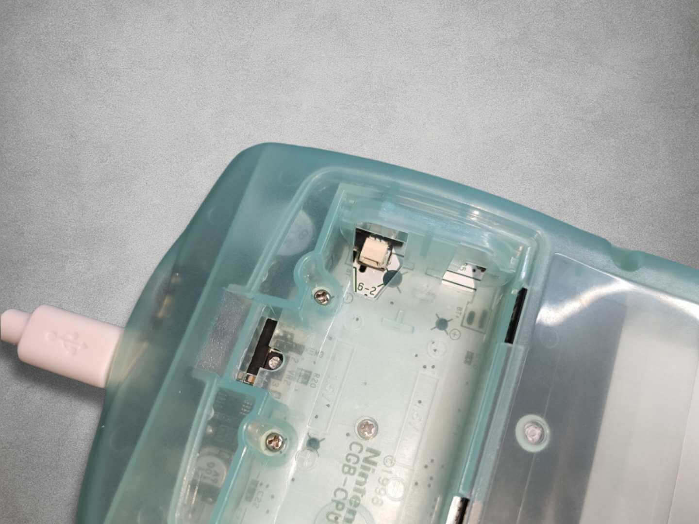 Giltesa USBC Pro mod for Game Boy Color - Pro Kit Rear View for Battery Connection