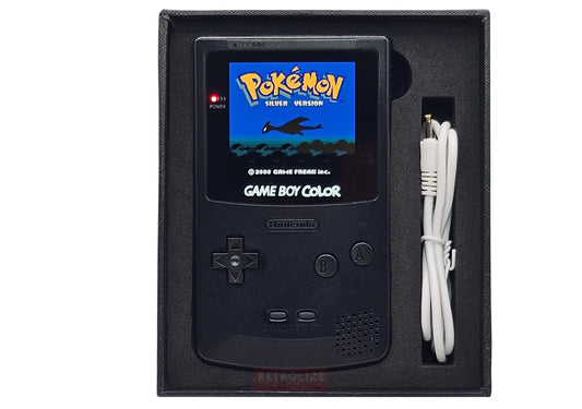 Game Boy Color IPS Rechargeable -  Black Front View