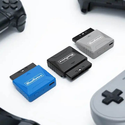 Blue Retro PlayStation 1 PlayStation 2 Bluetooth Wireless Adapter Blue Black Grey