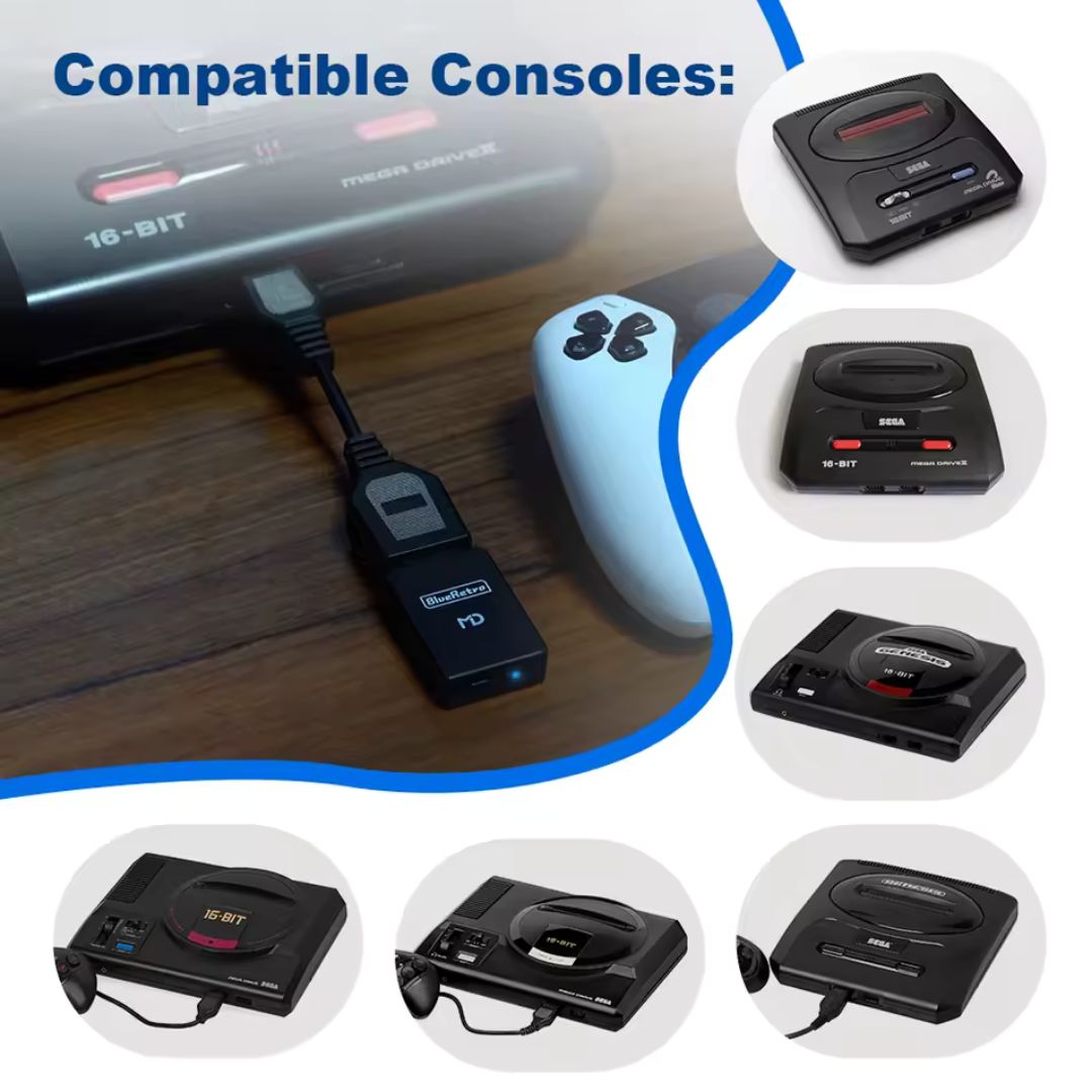 Sega Mega Drive Genesis MD BlueRetro Wireless Bluetooth Controller Receiver Console Compatibility 
