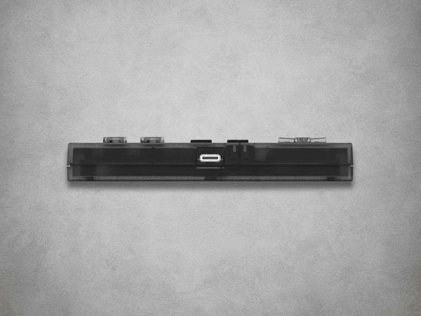 8BitDo N30 ES Controller Smokey Black USBC View on Grey Background