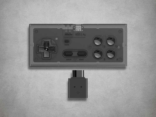 8BitDo N30 ES Controller Smokey Black on Grey Background