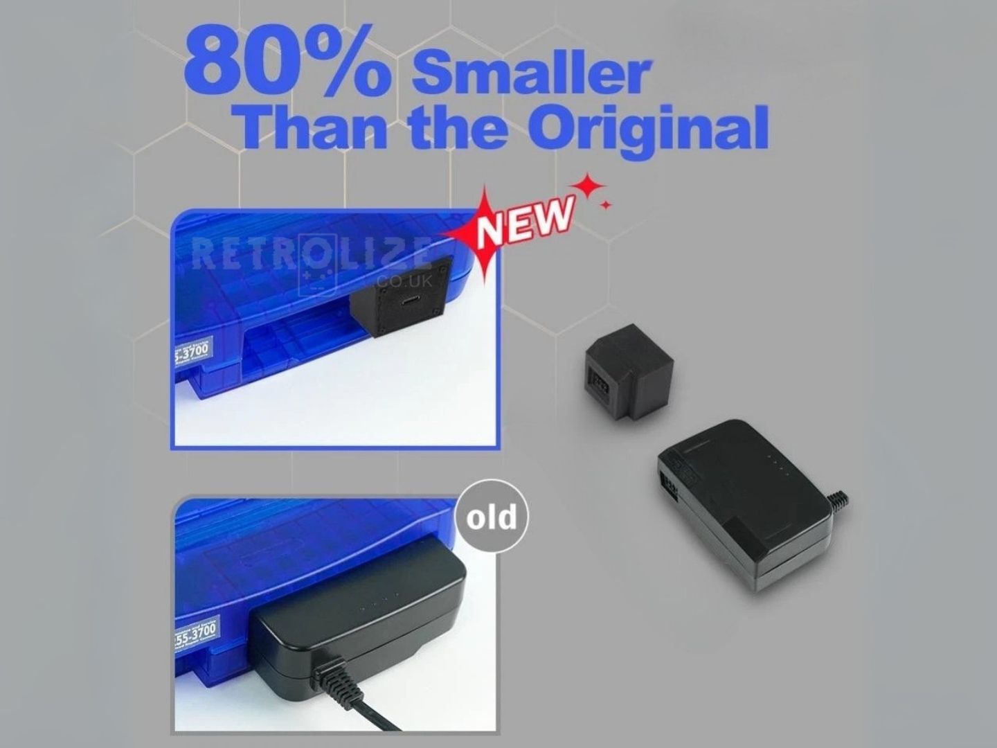 N64 NINTENDO 64 USB-C  USBC POWER SUPPLY MOD SIZE COMPARISON