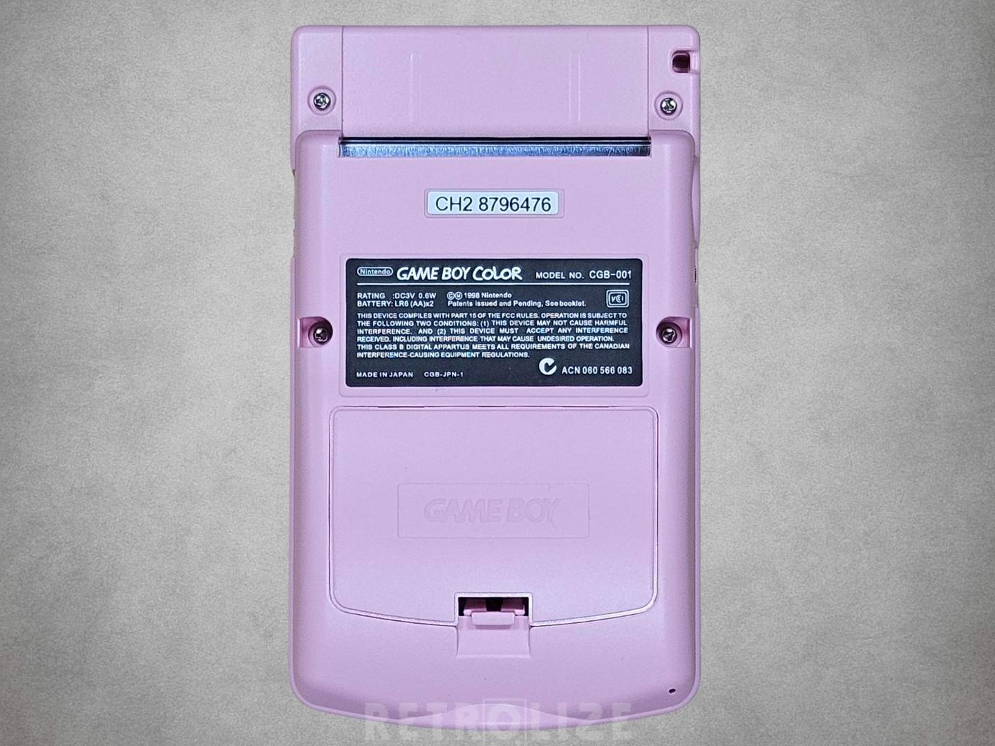 Game Boy Color OLED Pink and White Back View
