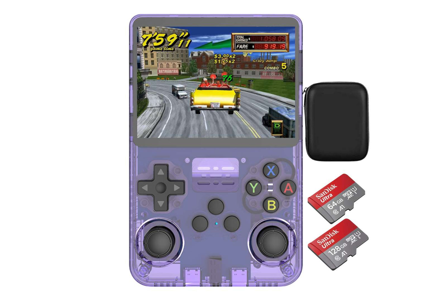 R36S RETRO GAMING EMULATION CONSOLE - CLEAR PURPLE