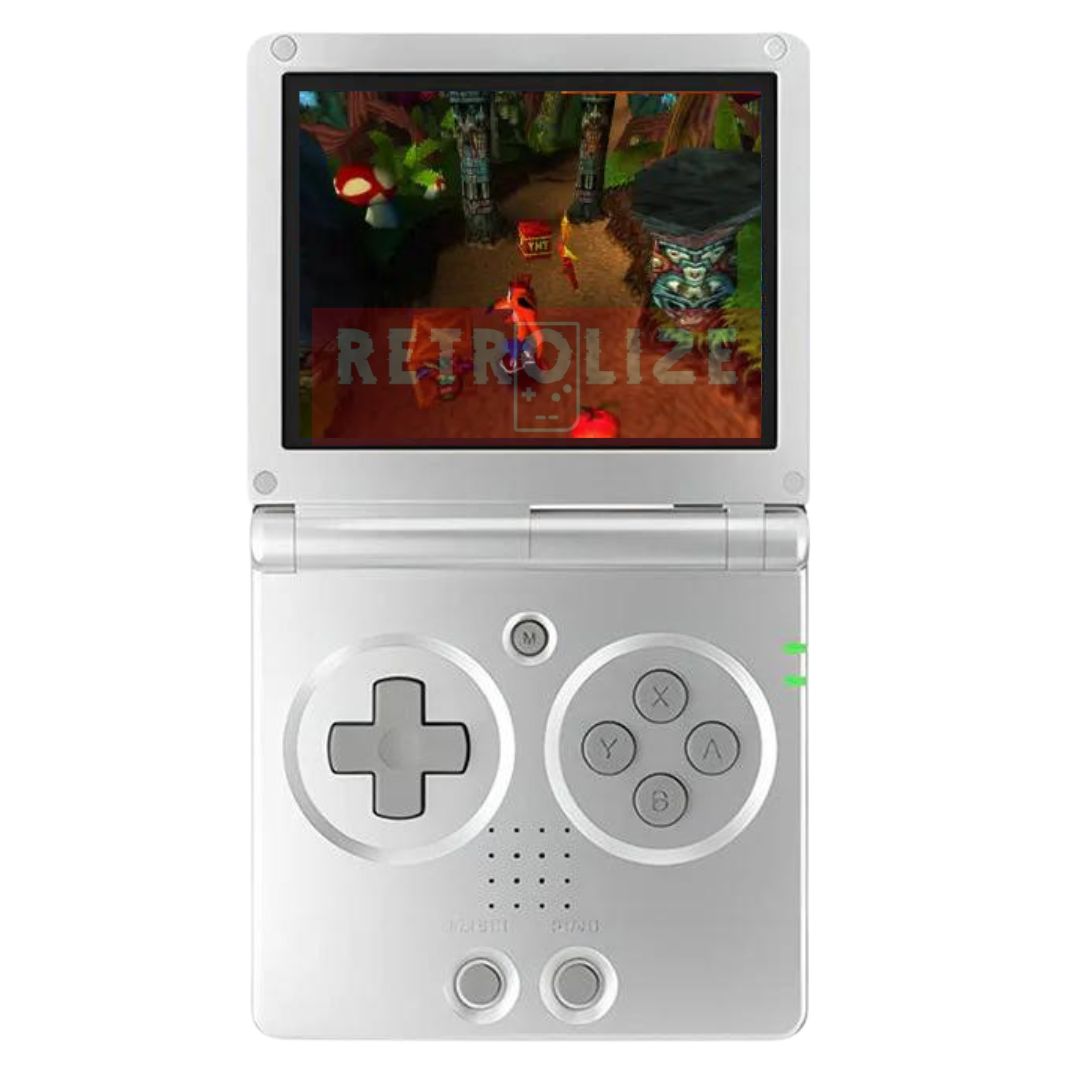 Anbernic RG35XXSP Retro Gaming Handheld Silver Front View