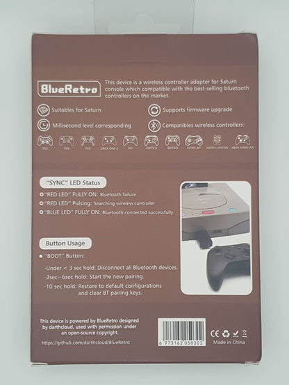Blue Retro BlueRetro Sega Saturn Wireless Bluetooth Controller Receiver Box