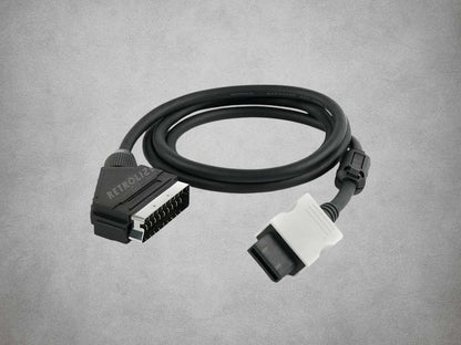 Nintendo Wii On SYNC RGB Scart Cable on grey background