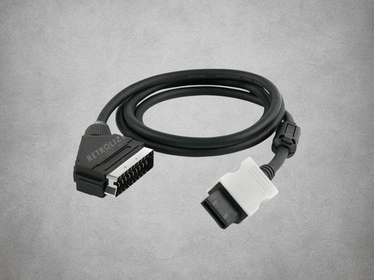 Nintendo Wii On SYNC RGB Scart Cable on grey background